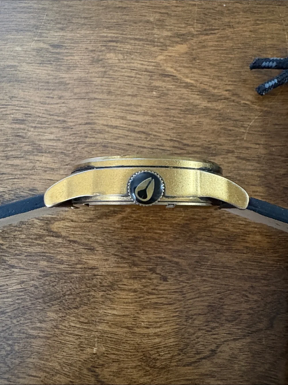 Nixon Sentry Black Leather Strap Watch with Bronze-Tone Case